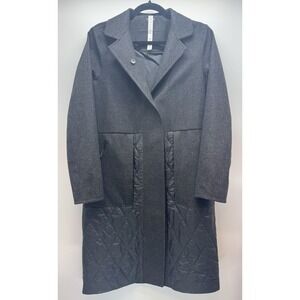 Lululemon Roam Far Wool Blend Coat Womens 4 Heathered Black Quilted Minimalist